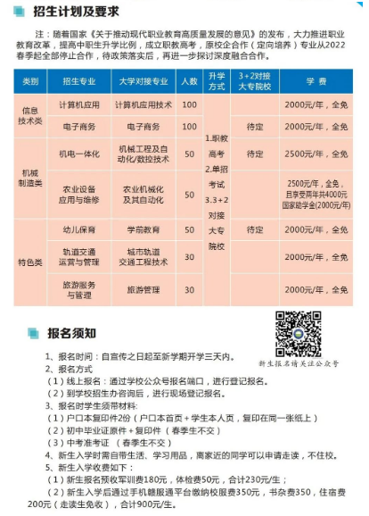 2022南昌县中等专业学校招生简章