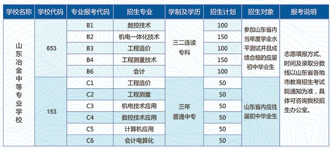 山东冶金中等专业学校2020年录取分数线