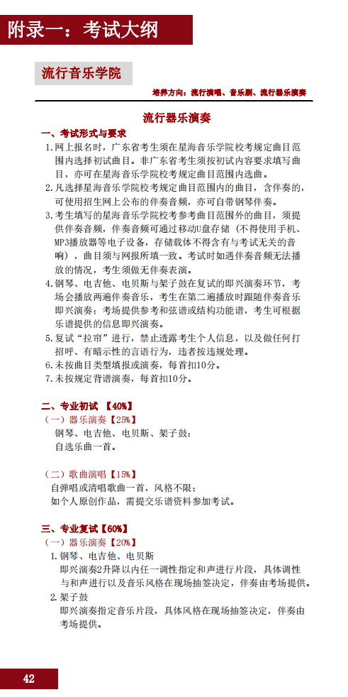 2020星海音乐学院本科招生简章（调整版）