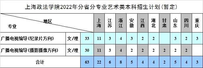 2022上海政法学院艺术类招生简章