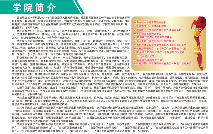 2023年昌吉职业技术学院高职单招简章