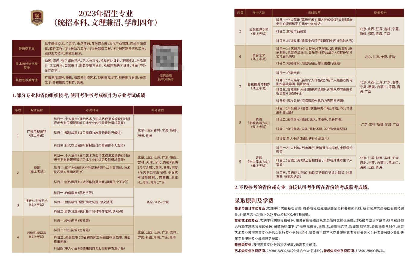 2023年吉林动画学院艺术类招生简章