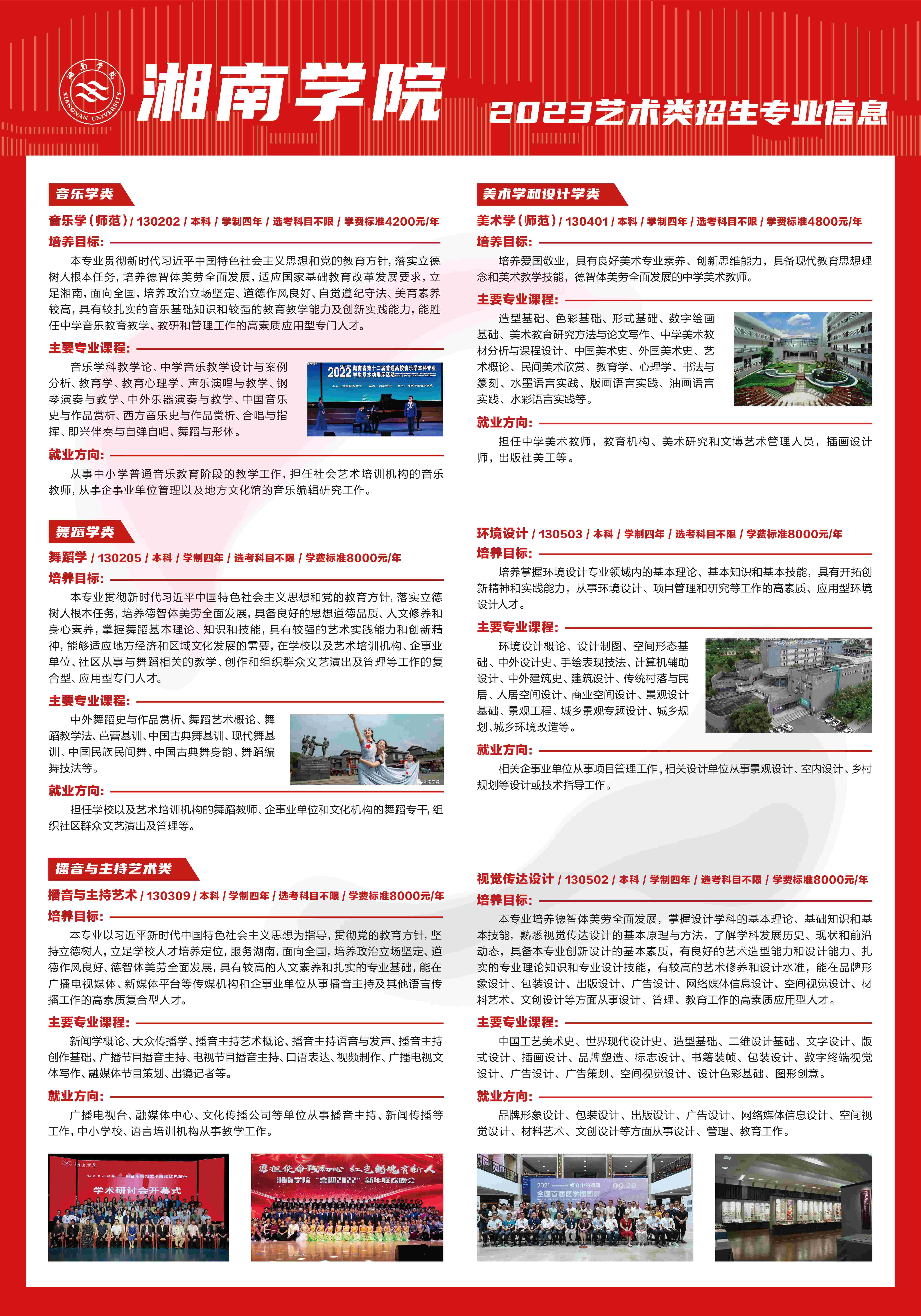 2023年湘南学院艺术类招生简章
