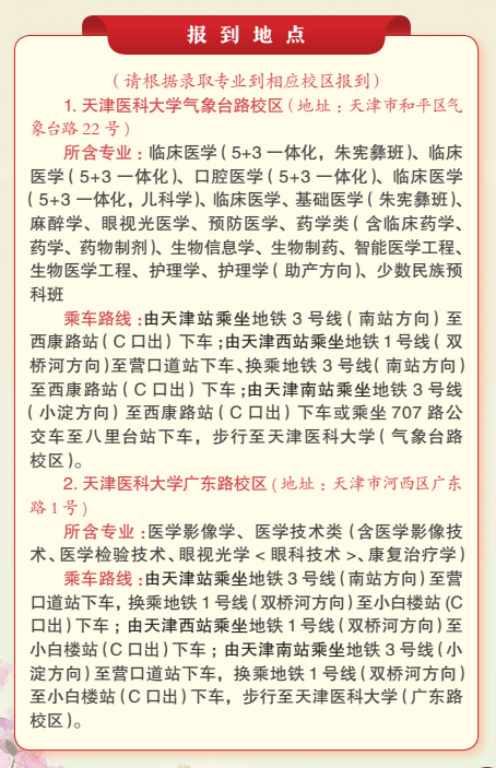 2023年天津医科大学新生开学时间-报到需要带什么东西