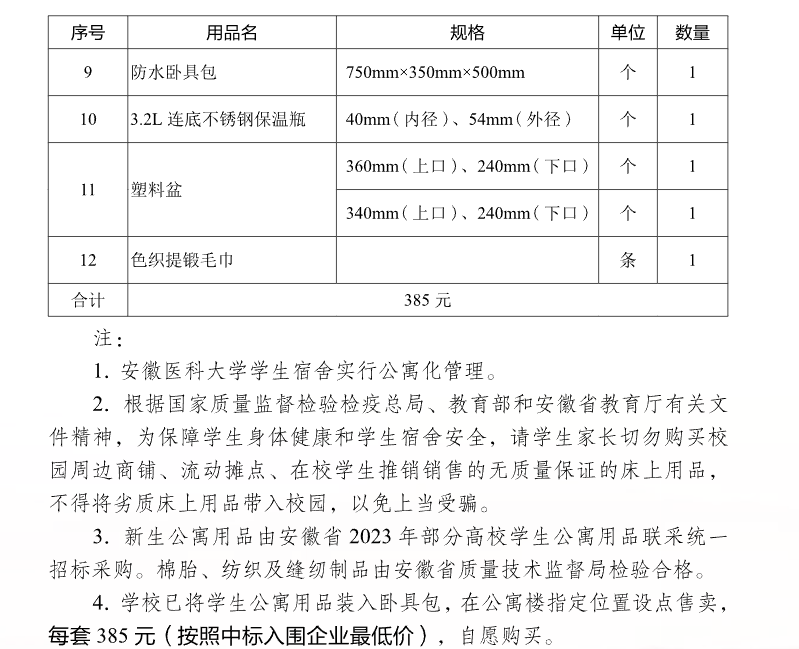 2023年安徽医科大学新生开学时间-报到需要带什么东西